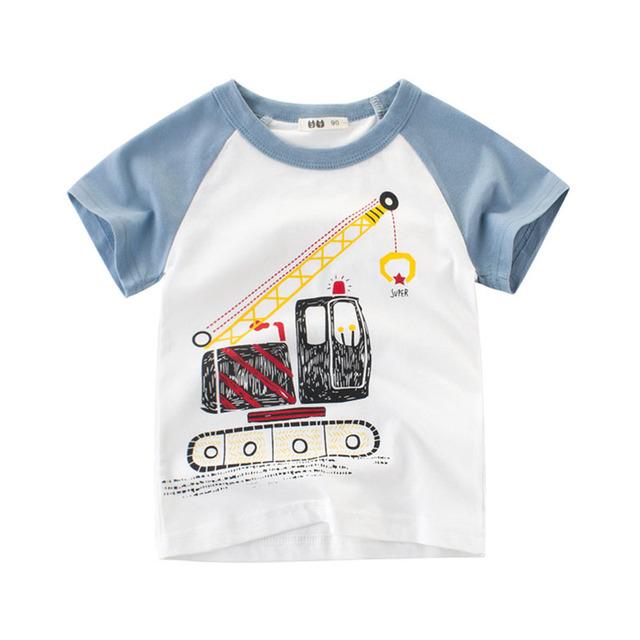 2-8 years old children's summer T-shirt, children's clothing, short-sleeved T-shirt, cartoon car T-shirt, children's cotton T-shirt