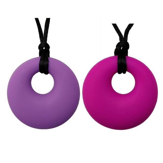 2 Pack Boys Girls Sensory Chew Necklace Silicone Rubber Necklace Jewelry For Autism, ADHD