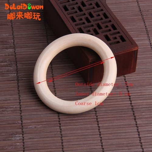 5pcs 70mm Baby Wooden Teething Rings Necklace Bracelet DIY Crafts Natural New 95AE