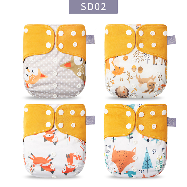 Elinfant 4pcs/set Gray Mesh Cloth Inner Pocket Cloth Diaper Adjustable Washable Cloth Diaper for 3-15kg Baby