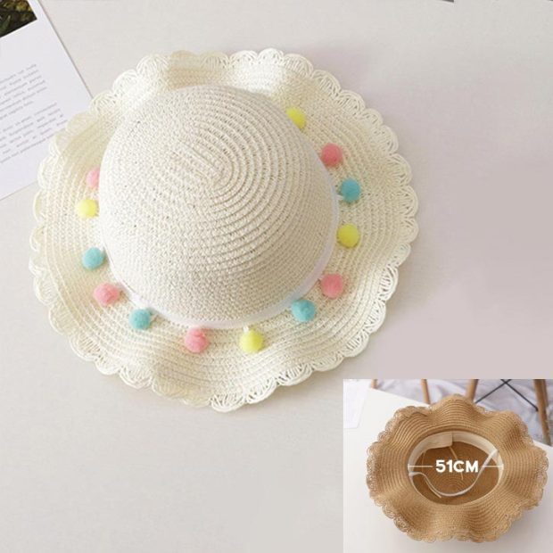 Bear Learner Kids Girls Hats 2022 New Fashion Summer Lace Flowers Caps Breathable Elegant Straw Hat Sunhat Lovely Baby Bonnet