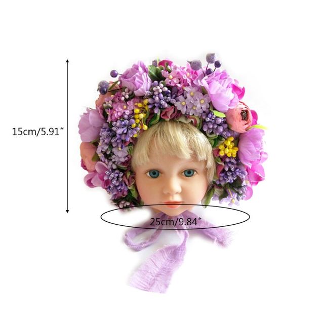 Newborn Photography Props Baby Handmade Flowers Colorful Bonnet Hat Infant Studio Shooting Photo Props Posing Accessories