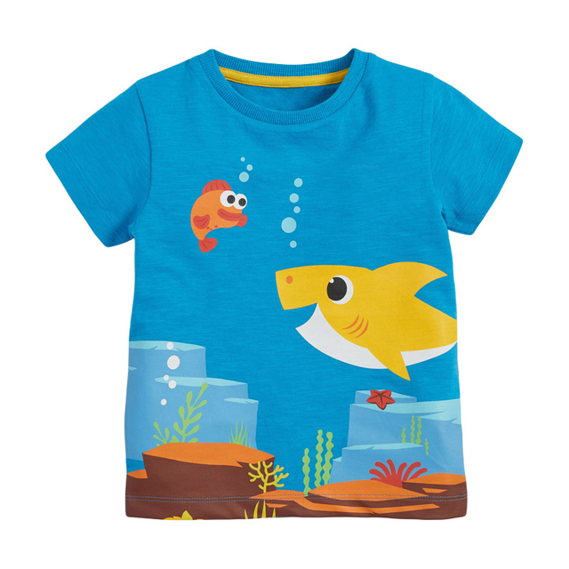 Little maven baby boys summer clothes lovely shark and whale cotton T-shirt baby boy boys kids 2-7 years