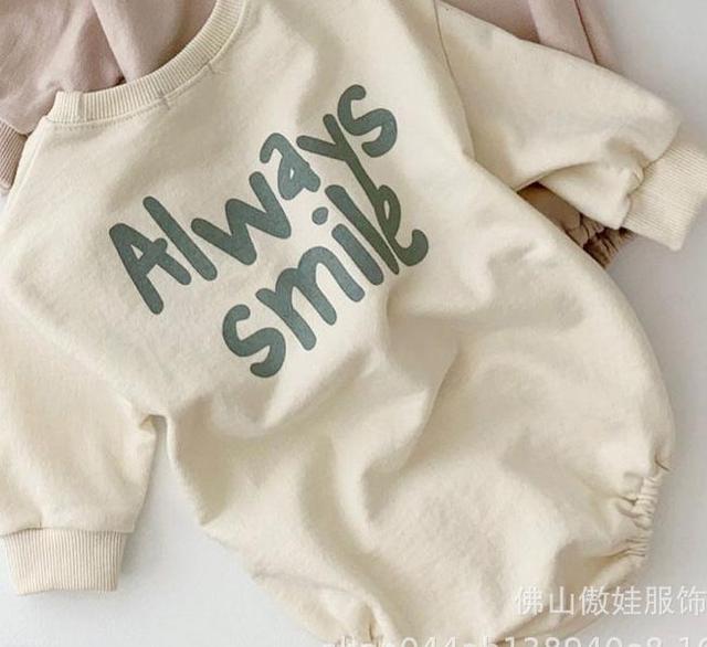 2021 New Baby Cotton Bib Simple Smiley Print Boys Clothes Infant Girl Long Sleeve Loose Jumpsuit Newborn Autumn Clothes