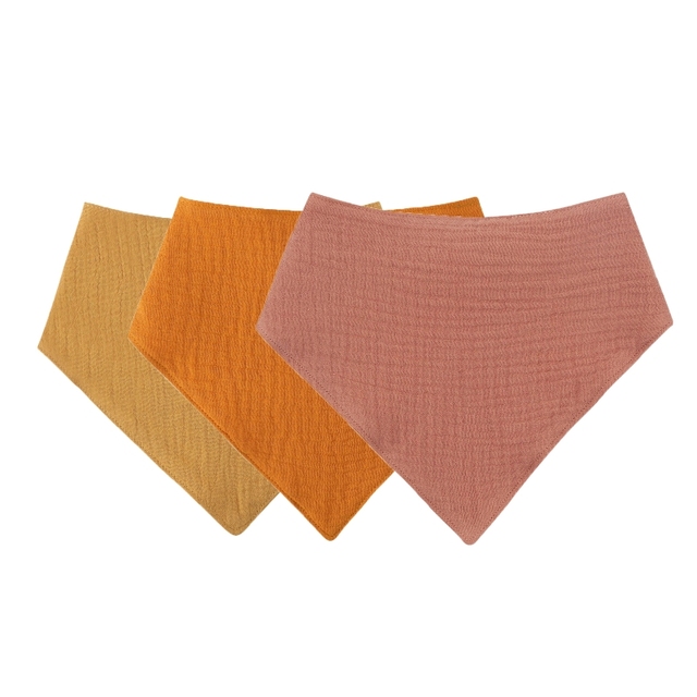 3pcs Baby Gauze Cotton Bibs Newborn Soft Snap Button Triangle Saliva Towel Burp Cloths Feeding Saliva Bib