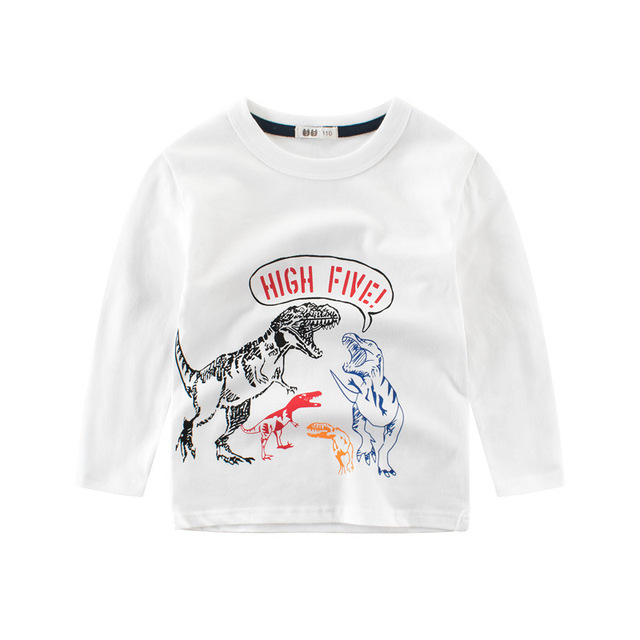 Kids Boys Dinosuar Printed T-Shirt Long Sleeve Cotton Children Tops Autumn