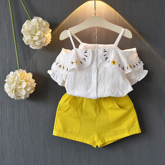 Girls clothing sets 2022 summer chiffon top shorts 2pcs children's clothing for girls kids casual suits blouses T-shirt + short pants