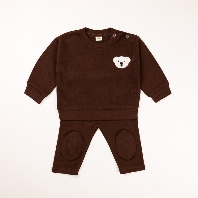 0-24M Newborn Baby Girls Boys Clothes Set Outfit Little Bear Goose Embroidery O-Neck Tops + Long Pants Kids Clothes 2022