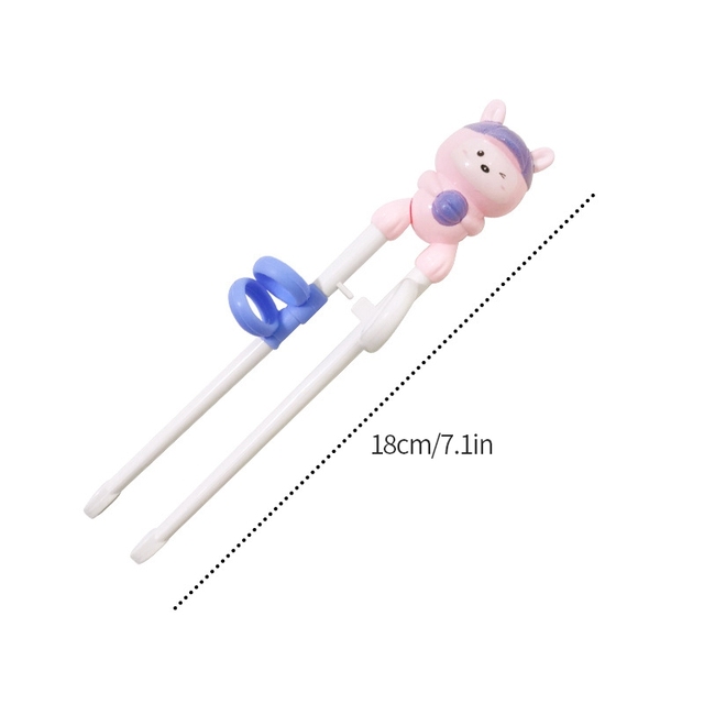 1 Pair Cartoon Learning Chop Sticks Reusable Training Baby Chopsticks or Feeding Spoon Tableware Learning Eating Set with Box