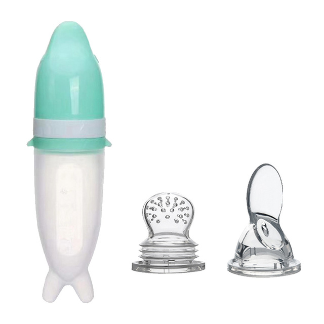 Squeeze Feeding Bottle Silicone Newborn Baby Training Rice Spoon Infant Cereal Food Supplement Feeder Safe Tableware