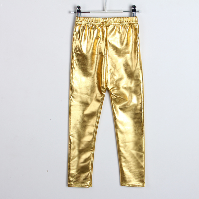 Bear Leader 2022 Spring New Style 4-8 Years Slim Gold Black Red Silver Kids Leather Pants Baby Girls Boys