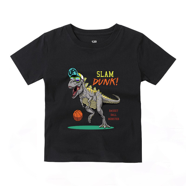 2022 Fashion Boys and Babies' Short Sleeve T-shirt Boys T-Rex Crewneck Dinosaur T-shirt Cotton Tops Tees Summer Clothes