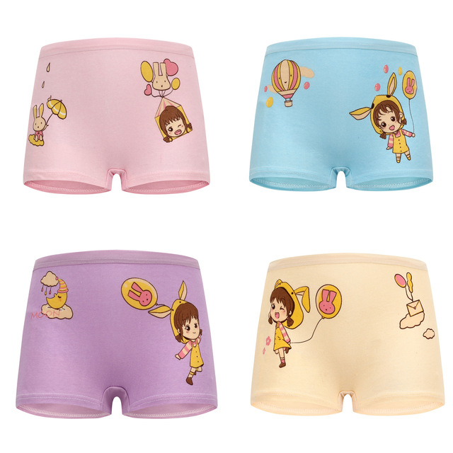 4pcs/lot Kids Girls Underwear Cotton Boxer Girl Comfortable Breathable Safety Pants Children's Panties