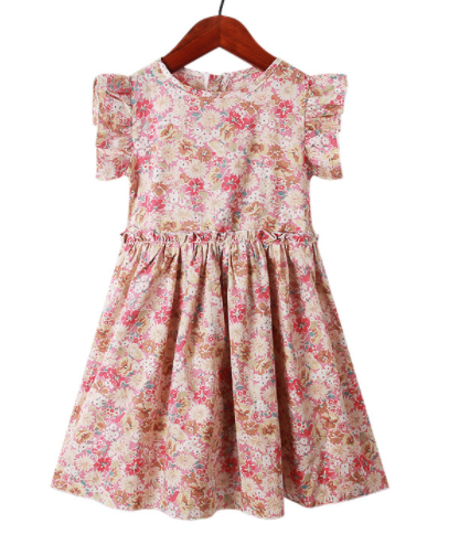 Girl Summer Dress 2022 New Casual Princess Dress Retro Small Floral Kids Dress Vestido 3-14Y G0005