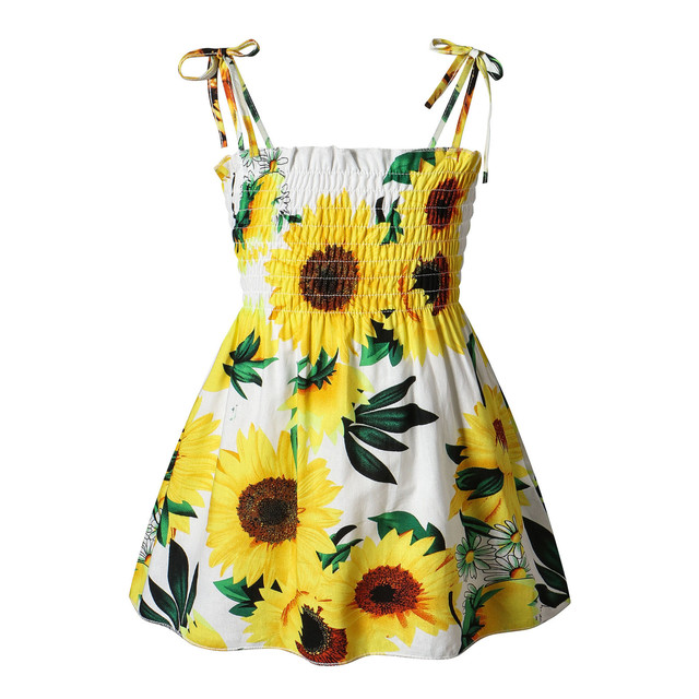 Baby Kids Toddler Baby Girls Dresses Sunflower Slip Floral Dress Beach Dress Clothes for Girl Summer Dresses Vestido Bebes 2022