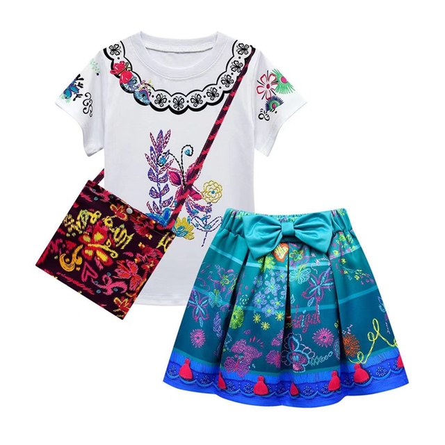 Princess Costume Encanto Girls T-Shirt and Pleated Skirt Set