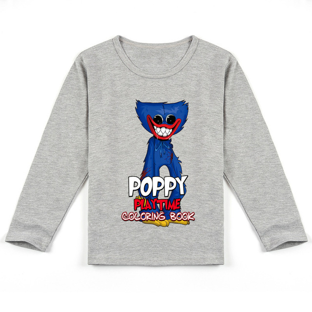 Casey Messi Houji Wai T-shirt Kids Costumes Scary Poppy Poppy Clothes for Boys Play Long Sleeve Clothes for Girls Casual T-shirts Harajuku