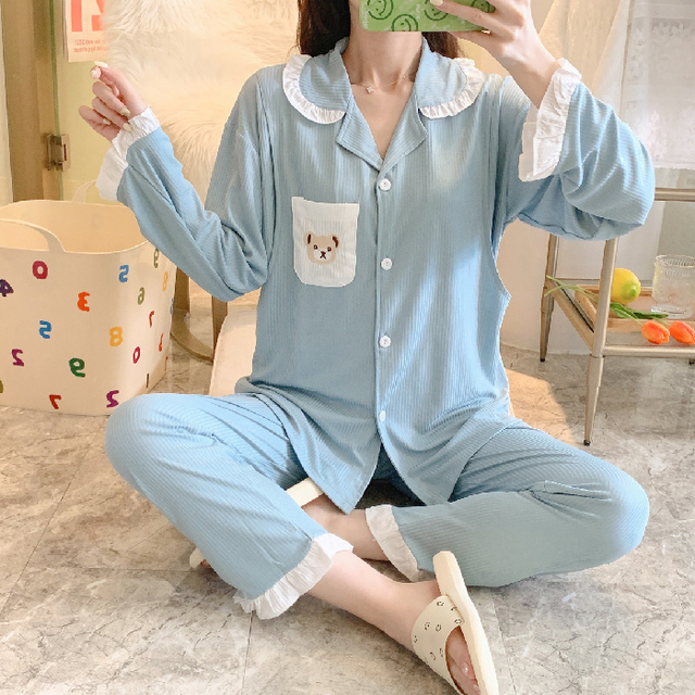 Women Sleepwear Pregnant Breastfeeding Clothes Pajama Set Homewear Spring Autumn Maternity Clothes Cotton Pregnancy Nursing Outfit