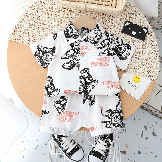 New Summer Baby Clothes Suit Children Boys Girls Fashion Shirt Shorts 2 Pieces/Set Toddler Cartoon Casual Uniforms Kids Tracksuits