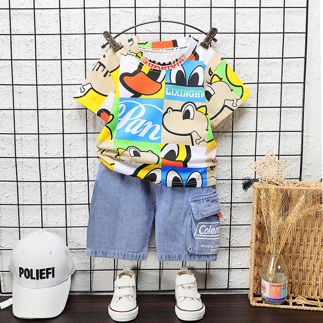 New Boys Clothes Summer Newborn Baby Girl Clothes Children Cartoon Sport T-shirt + Shorts 2pcs/set Infant Costume Kids Tracksuit