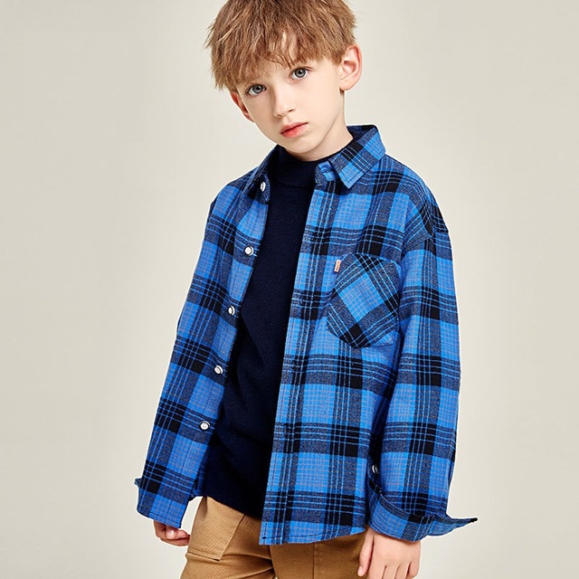 2022 New High Quality Boys Casual Long Sleeve Plaid Button Down Shirt Classic Casual Shirt For Kids (6-16 Years)