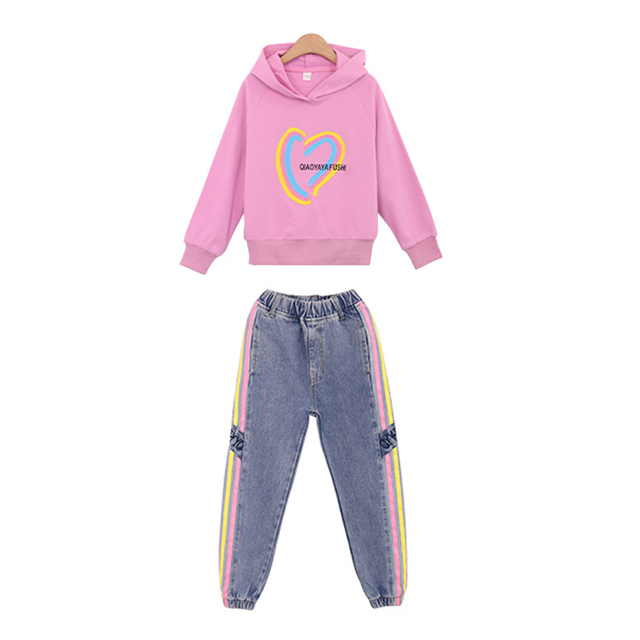 KWVW Girl Clothes Spring Autumn Kids Fashion Tracksuit 4-18 Years Two Pieces Sets T-shirt Pants Comfortable Teenagers Tracksuit