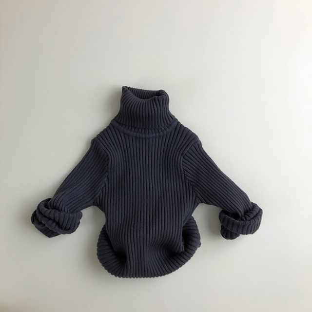 MILANCEL 2021 Kids Solid Sweaters Girls Sweaters Brief Style Boys Pullover Turtleneck Boys Knitwear