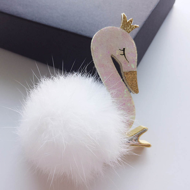 Princess Plush Swan Hair Clip Hairgrips For Girls Kids Hair Clips Hairpins Barrette Children Headwear Kawaii Hair Accessories