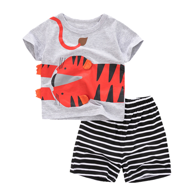 Kids Summer Clothes Boys Girls Cotton T-Shirts Sets Princess Girl Unicorn Printing Suits Children Boy Lapel Tops Pants Clothes