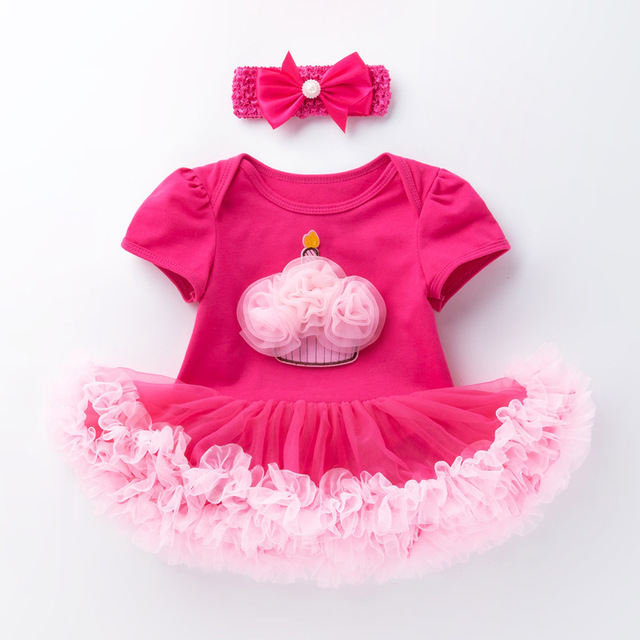 2022 Newborn Baby Girl Rose Rompers Infant Baby First Birthday Party Clothes Summer Girl Dress Princess and Wedding FY03171