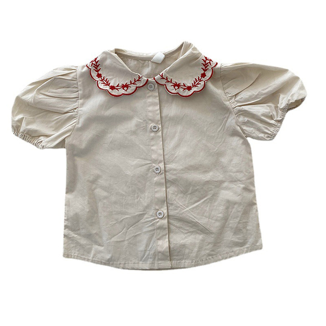 Hayana 2022 New Girls Embroidered Lapel Blouse Short Sleeve Baby Clothes 1-6 Y