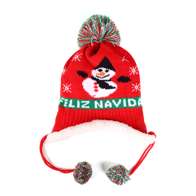 Baby Christmas Knitted Hat Pom Crochet Toddler Knitted Winter Beanie Cute Pompom Santa Claus Kids Warm Cap