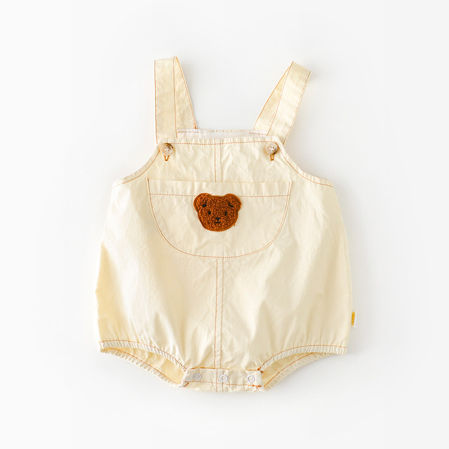 2022 summer baby bodysuits infant girls sleeveless one-piece baby towel bear embroidery newborn overalls boys cotton clothes