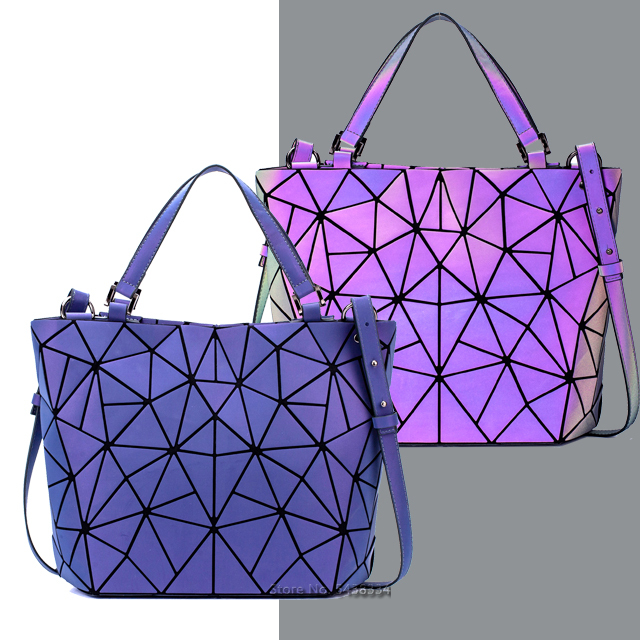 New Luminous Bao Bag Reflective Geometric Bags For Women 2020 Quilted Shoulder Bags Plain Folding Female Bags Bolsa Feminina