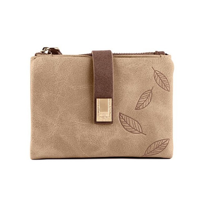 Engraved Leaves Small Wallet Women Wristlet Brand Women Purse Soft Pu Leather Ladies Wallet Card Holder Mini Girl Purse Clutch