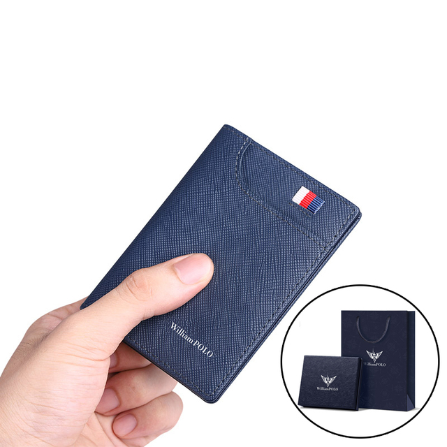 Williaampolo Men Wallet 6 Card Holders Wallet For Men Luxury Leather Credit Card Wallet Male Small Wallet Gift For Husband Black