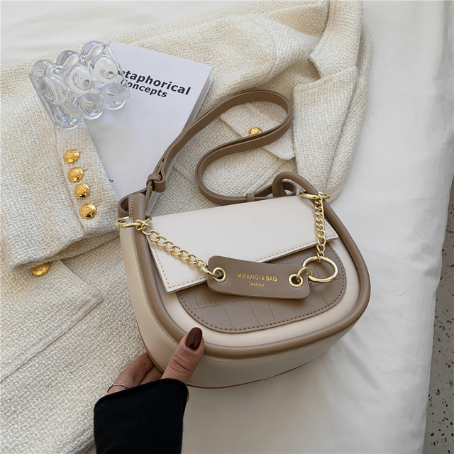 Burminsa Small Saddle Shoulder Crossbody Bags for Women Brand Designer Half Circle Flap Armpit Soft Ladies Handbags Spring 2022