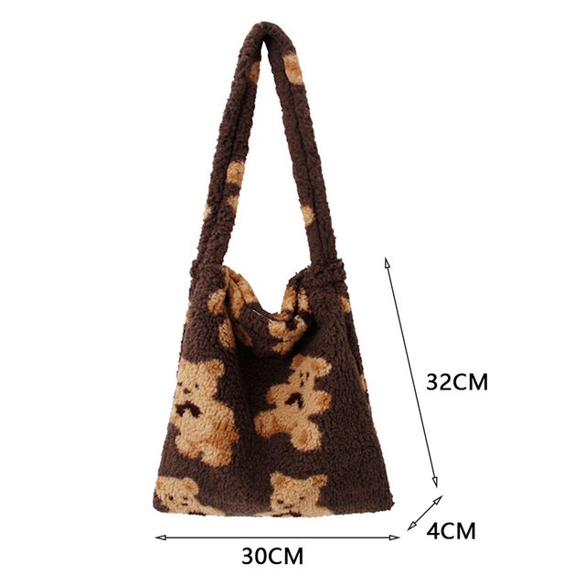 Vintage Women Soft Warm Plush Handbag Cute Girls Autumn Winter Fluffy All-Match Phone Buckets Bag for Women