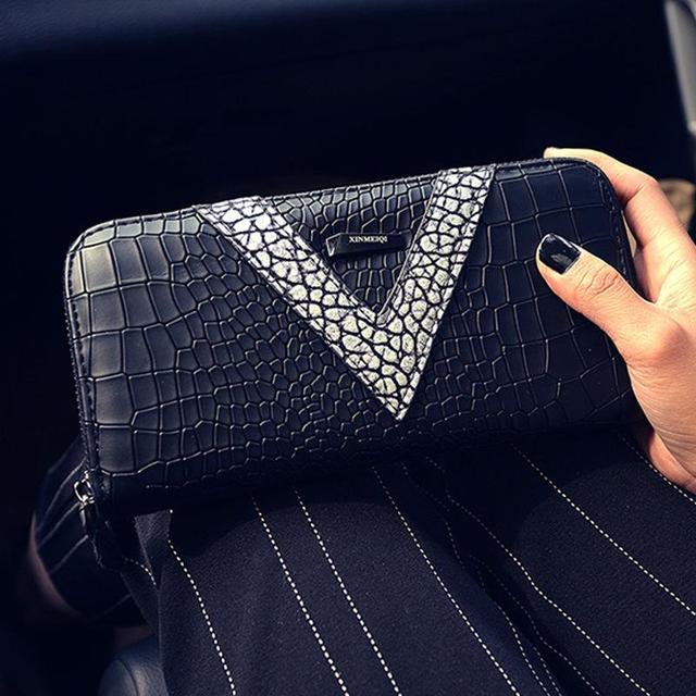 Women's Wallet Crocodile Pattern Purse Female Long Wallet Coin Purse Fashion Zipper Bag for Women Card Holders Clutch Money Bag