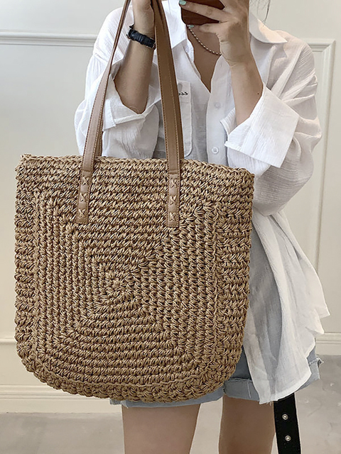 summer woven women bag large capacity straw woman shopper beach handmade handbags high design for women fashion female shoulder bag