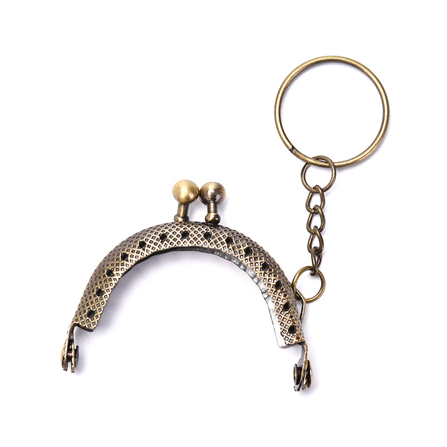 1pc 5cm Coin Purse Metal Frame With Keychain DIY Arc Frame Kiss Clasp Lock