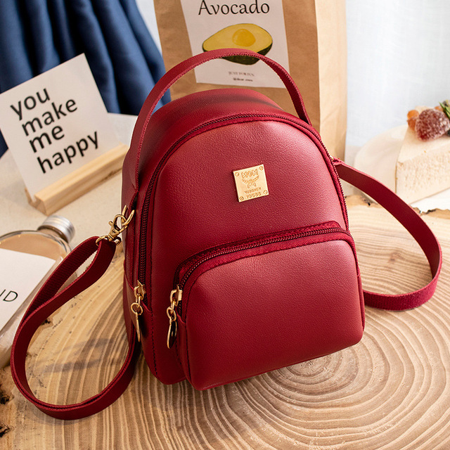 Ladies Backpack Luxury Pu Pikawai Cute and Elegant Girls School Bag Simple Pure Color Backpack Mochila