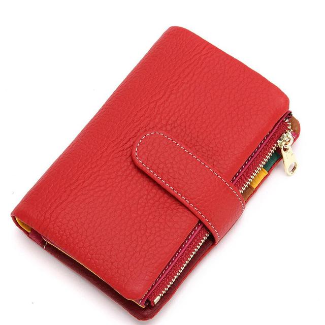 Fashion women's new small wallet multi-card zipper bag fashion buckle first layer cowhide coin purse female