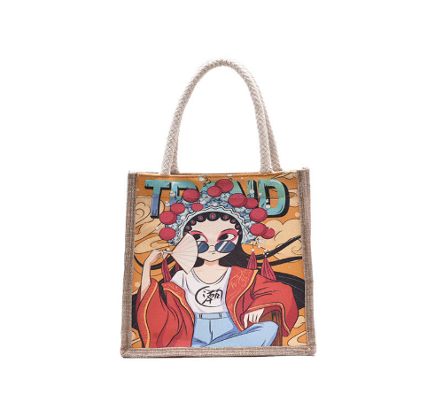 Women's Bag Canvas Bag Peking Opera Personality Creative Handbag Chinese Style Net Red Bento Tote Bag Women Bag Canvas Bag