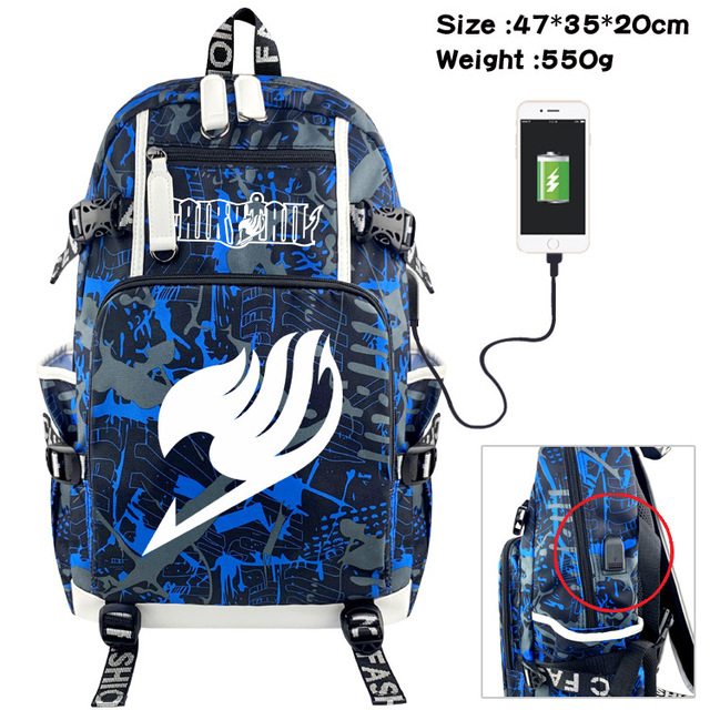 Fairy Tail Anime Backpack Large Capacity School Bag Men Women Multifunctional Laptop Backpack Travel Bag