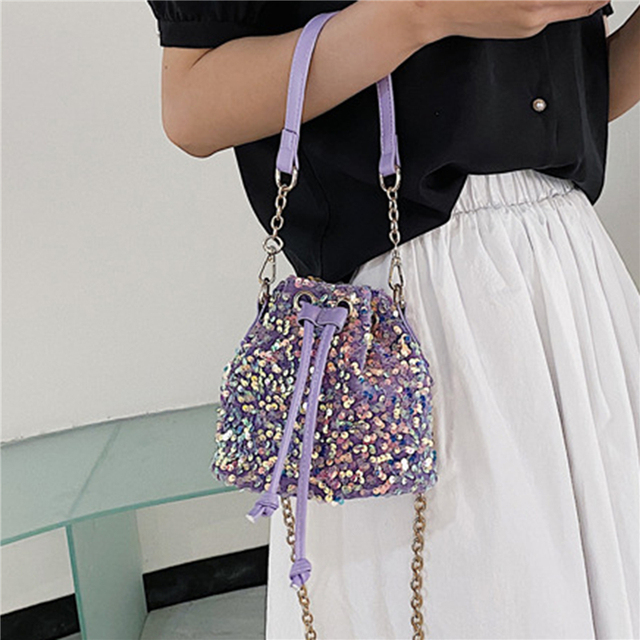 purses and handbags for women 2021 sequin chain bucket bags tote ladies shoulder bag girls crossbody bags for ladies