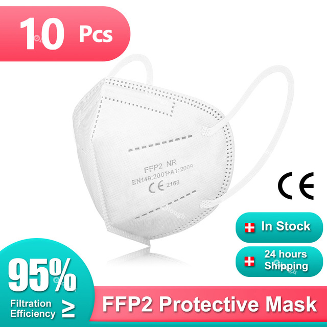 أقنعة الكبار FFP2 Mascarillas Negras KN95 قناع الوجه وافق FPP2 5 رقائق قناع أسود ffp2قناع ffp2reuse zable قناع ffp3 masque CE