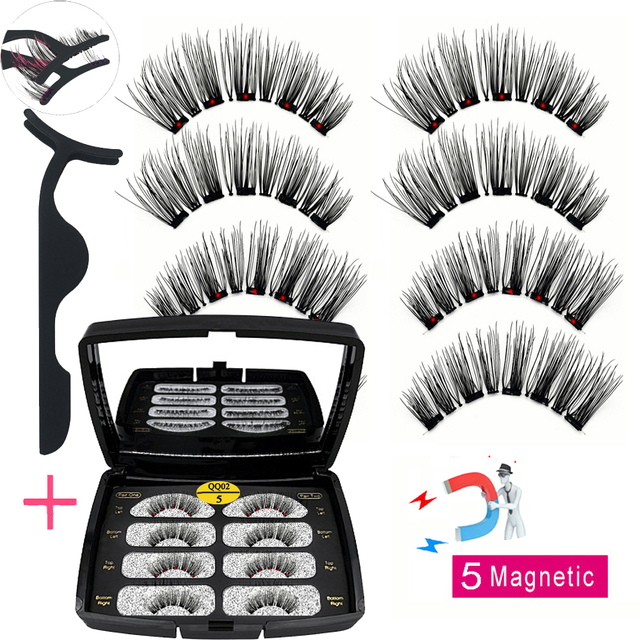 LIKOFO Magnetic Eyelashes with 5 Magnets Natural Handmade 3D/6D False Eyelashes Acrylic Box Long False Eyelashes Cosmetics for Gift