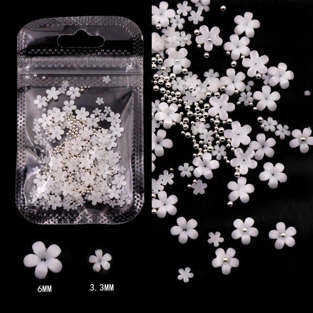 Flower Nail Art Acrylic Decoration Mixed Size White Rhinestones Silver Gem Manicure Tool Accessories For DIY Nail Design