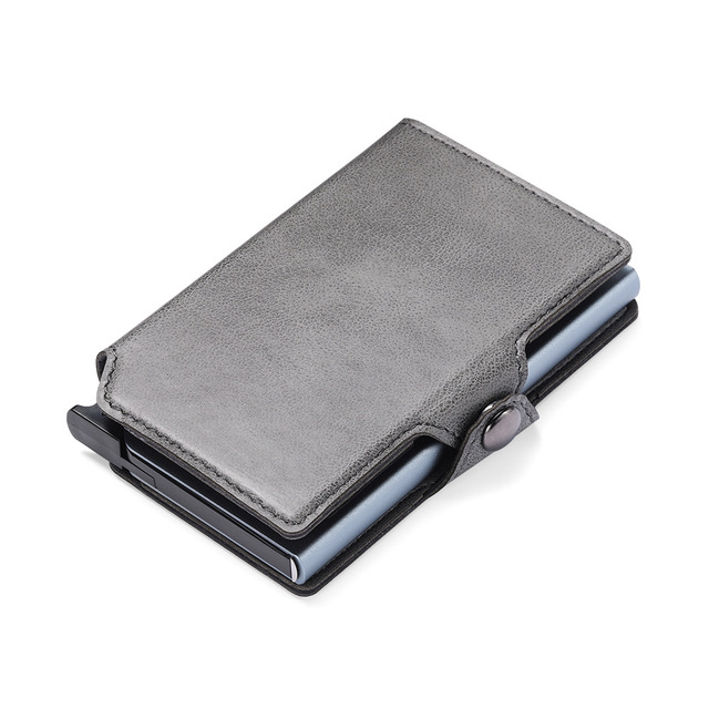 Anti RFID Credit Card Holder Men Bank ID Card Holder Bag Male Slim Metal Leather Magsafe Minimalist Pocsafe Small Aluminum Wallet